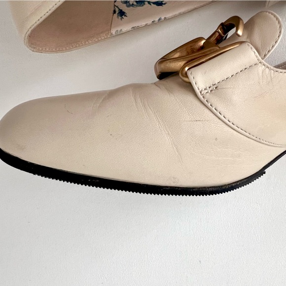 GUCCI | Victoire GG Buckle Vintage White Loafer Heel Pumps Size US 9 EU 39 - Picture 11 of 16